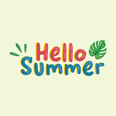 Hello summer typography vector