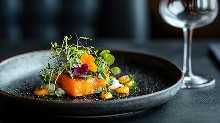 Plating Artistry at a High-End Vegan Restaurant Fine Dining Experience Modern Ambiance Culinary Delight