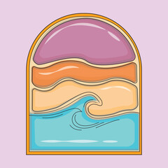 Ocean waves abstract potrait vector