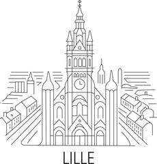 Lille City Line Draw Simple Minimalist