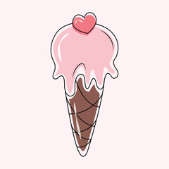 Ice cream cone with love topping vector