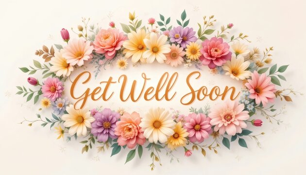 Floral Get Well Soon Card: A Delicate Wish for Speedy Recovery
