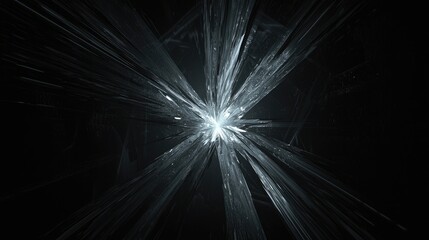 Abstract Light Explosion with Radiant Patterns and Sharp Geometric Shapes in a Dark Space Environment