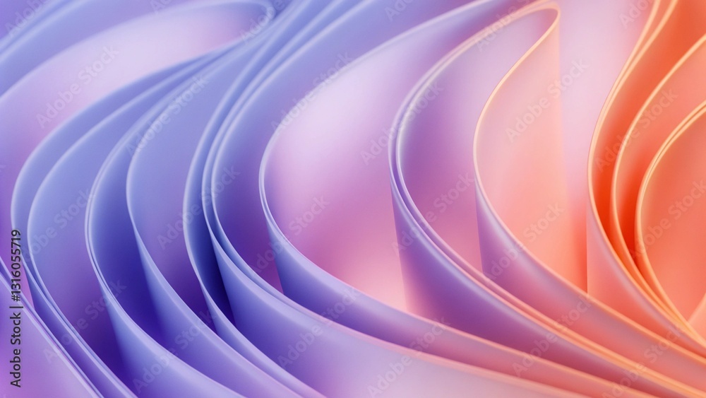 Poster abstract 3d design with smooth flowing curves and vertical lines. dynamic wavelike patterns, gradien
