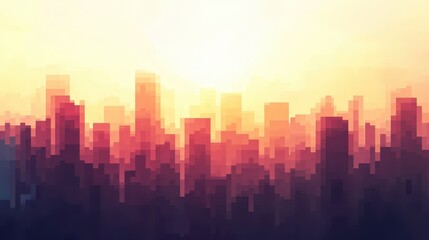 Fototapeta premium Ethereal Gradient Skyscraper in Dreamy Autumn Light