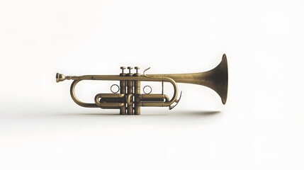 Obraz premium Vintage Trumpet on White Background: A Musical Still Life