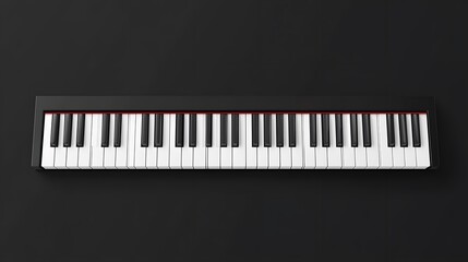 Fototapeta premium Sleek Minimalist Keyboard on Black Background: A Modern Music Instrument