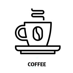 cup of coffee editable stroke outline icon isolated on white background flat vector illustration, Pixel perfect