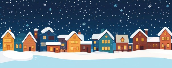 Naklejka premium city building houses night view skyline background real estate cute town concept horizontal banner flat illustration