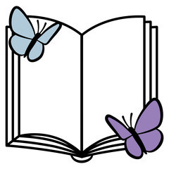 Open Book with Butterflies