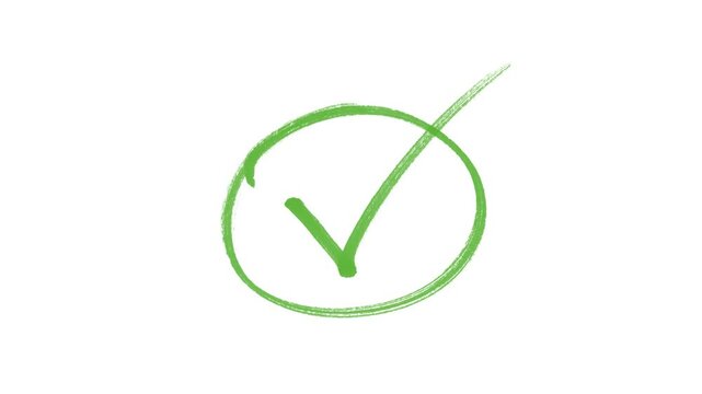 Hand Drawn green checkmark animation, green check mark icon animation with alpha channel