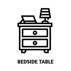 Bedside table editable stroke outline icon isolated on white background flat vector illustration, Pixel perfect