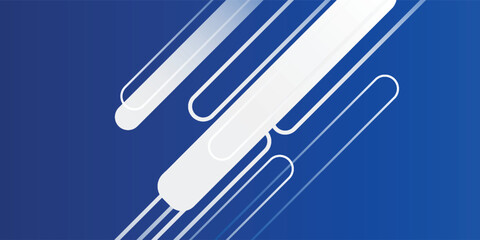 Attractive White Line Movement, Abstract Wave Line, Light Technology Blue Background, Copy Space.