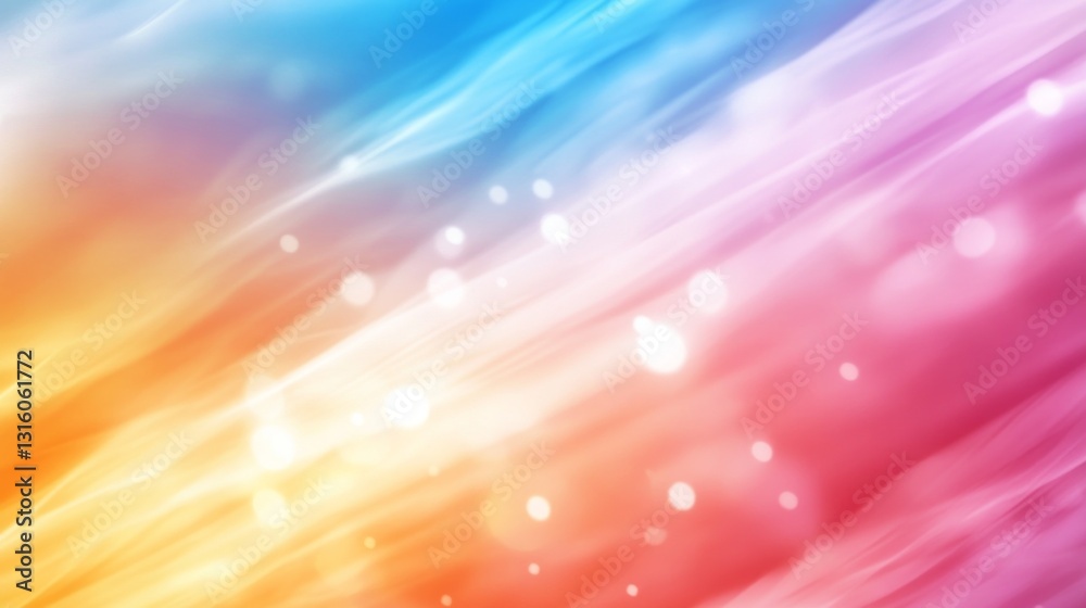 Poster waves of color blend seamlessly, transitioning from soft pinks to bright blues, evoking a serene twi