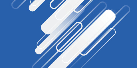 Attractive White Line Movement, Abstract Wave Line, Light Technology Blue Background, Copy Space.