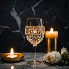 champagne and candle
