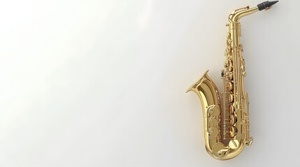 Golden Alto Saxophone on White Background