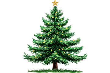 Fototapeta premium christmas tree clipart illustration, islated on white or transparent png.