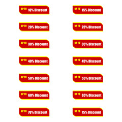 10 pc to 75 pc discount badge icons