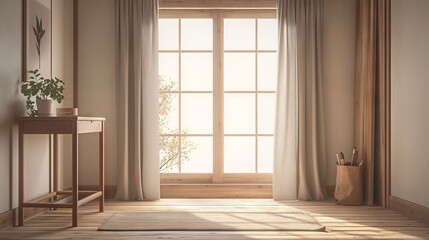 Fototapeta premium Realistic 3d mock-up of vertical ads banner in contemporary interior space for modern advertising and creative branding presentations