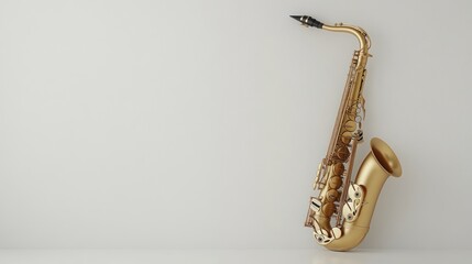 Golden Alto Saxophone Minimalist Studio Shot Light Background