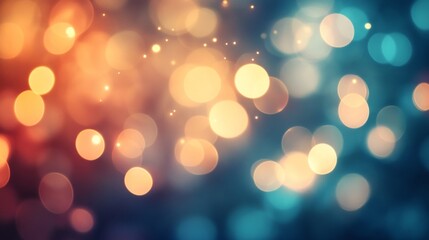 Obraz premium Soft and shimmering lights in warm hues blend with cool tones, setting a magical ambiance at a festive evening celebration. The blurred bokeh evokes a sense of wonder and joy