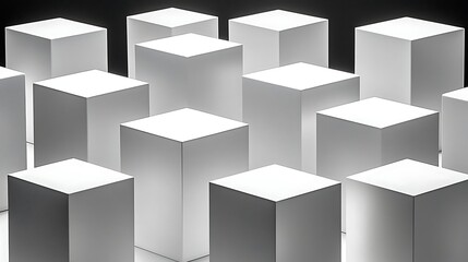 A modern white surface with soft glowing reflections, creating a polished and airy aesthetic.