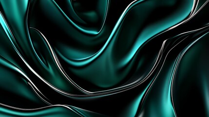 Teal and Silver Liquid Metal Abstract 3D Render AI Generated
