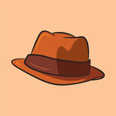Brown fedora hat vector