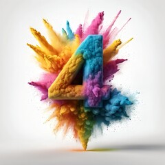 Number Four in Colorful Explosion
