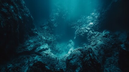 Serene Deep Blue Ocean Background with Soft Sunlight