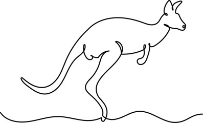 Kangaroo continuous one line drawing. Editable stroke on a white isolated background. Vector illustration.