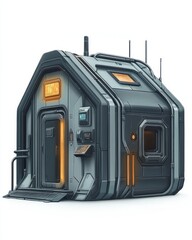Naklejka premium Small cabin futurism sci-fi style