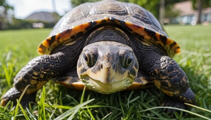 Obraz premium Close-up of a Florida Cooter Turtle in Grass
