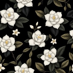 Elegant Magnolia Blossom Seamless Pattern