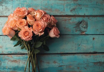 Greeting card featuring a pink rose bouquet, suitable for birthdays, Mother's Day, or weddings