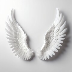 Obraz premium White Angel Wings on White Background
