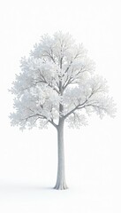 Obraz premium White tree on white background with faint branches, tree, tree top