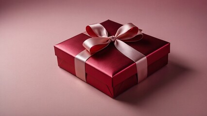 Obraz premium Elegant opened red gift box with a bow floating on a pink background, perfect for celebrations and special occasions