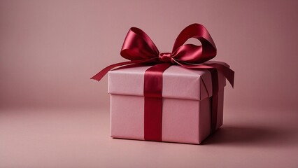 Fototapeta premium Elegant opened red gift box with a bow floating on a pink background, perfect for celebrations and special occasions