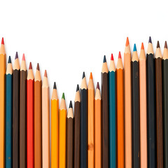 Set of color wooden pencil collection on white background