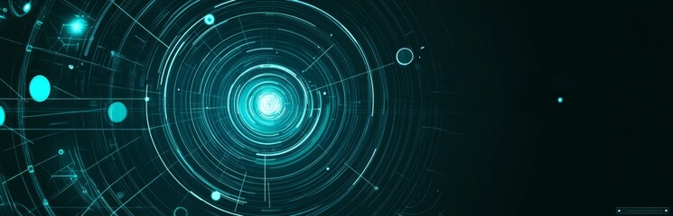 Abstract Teal And Cyan Digital Network Concept Ideal For Futuristic Technology Presentations and Illustrations for Posters, Banners, or Webpage backgrounds. Perfect for various presentations