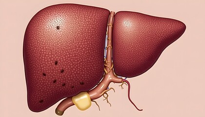 Cross section of a human liver with cirrhosis damage.