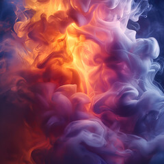 Fototapeta premium Chromatic Smoke: An Abstract Dance of Orange and Purple Hues Intertwined and Ethereal.
