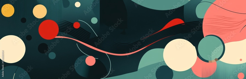 Canvas Prints abstract teal and red geometric background with flowing lines perfect for modern designs