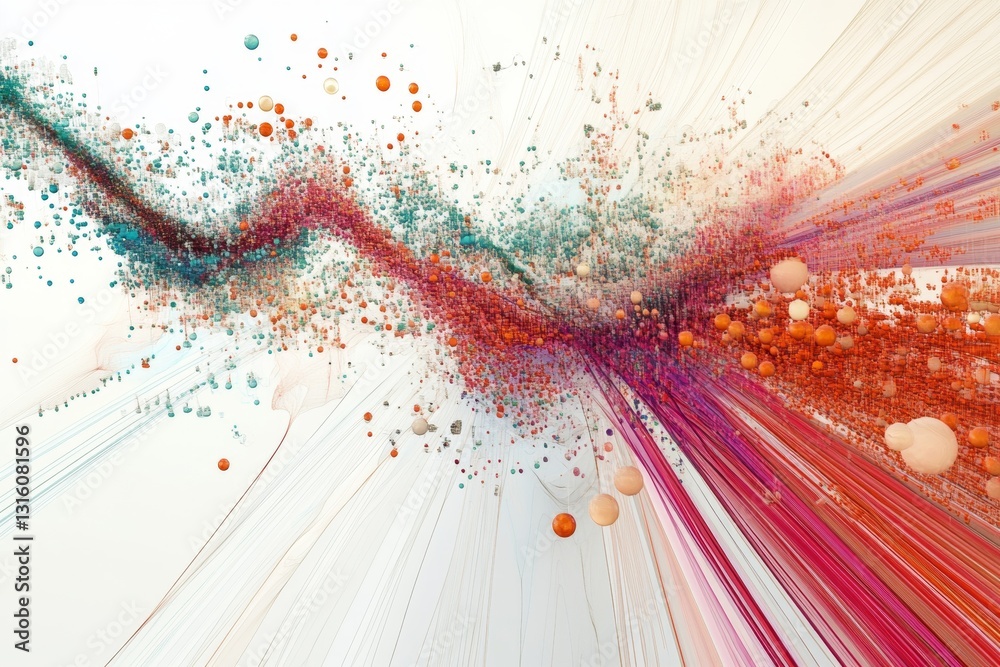 Poster colorful abstract design with dynamic lines and shapes creating a vibrant energy flow