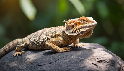 Fototapeta premium Bearded Dragon Lizard on Rock