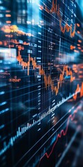Obraz premium Abstract representation of financial data with dynamic charts showcasing market trends, analysis, and statistics, ideal for business and finance presentations.