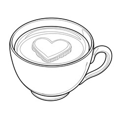 cup of coffee with heart coloring page 