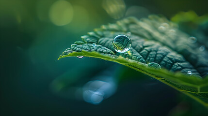 Tranquil Teardrop on Leaf: Capturing Nature's Emotional Moments and Fragile Beauty in a Serene Landscape